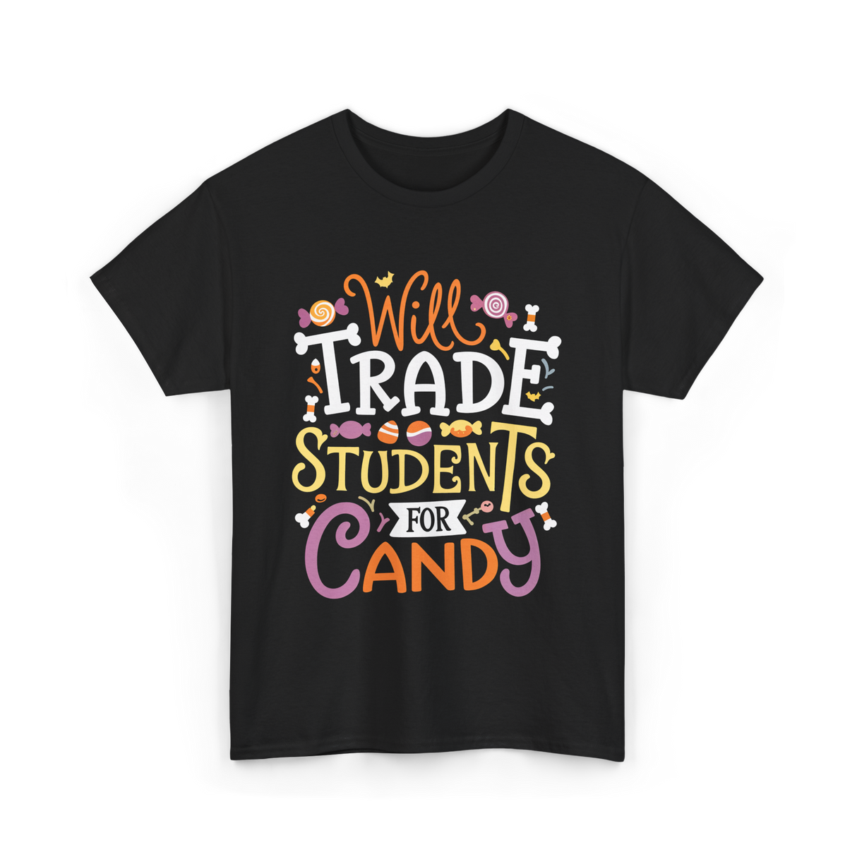 Will Trade Students Candy Teacher T-Shirt - Black