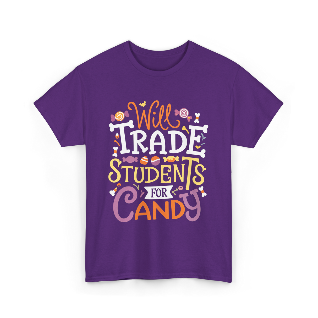 Will Trade Students Candy Teacher T-Shirt - Purple