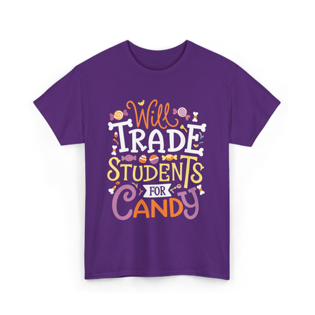 Will Trade Students Candy Teacher T-Shirt - Purple