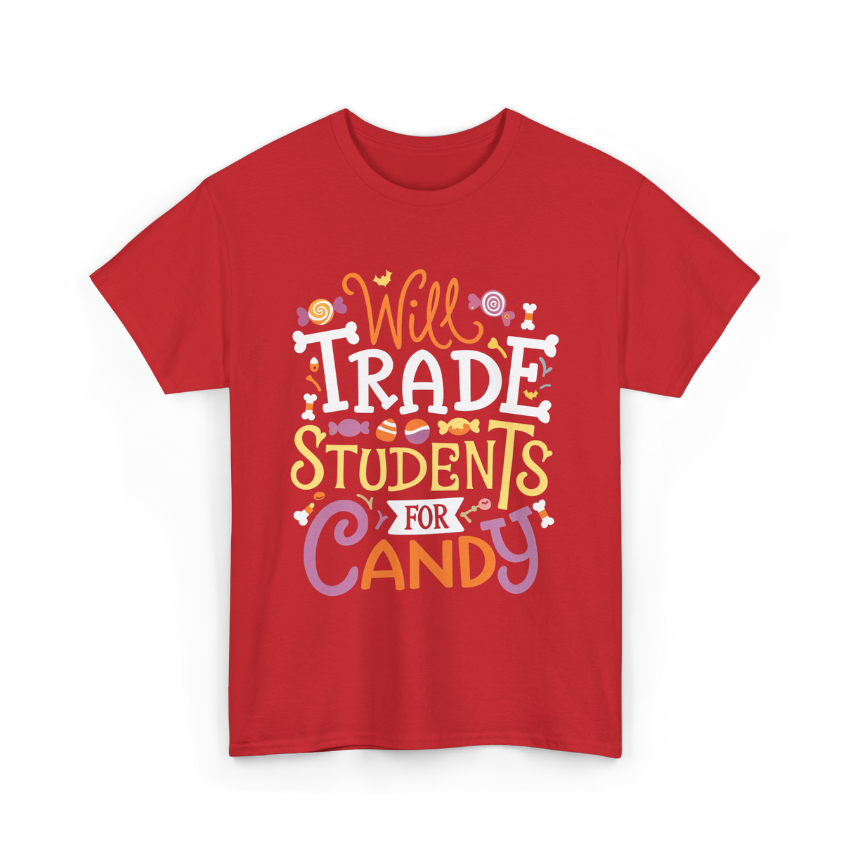 Will Trade Students Candy Teacher T-Shirt - Red