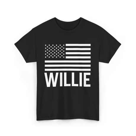 Willie Personalized Name Usa T-Shirt - Black