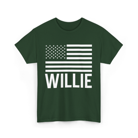 Willie Personalized Name Usa T-Shirt - Forest Green