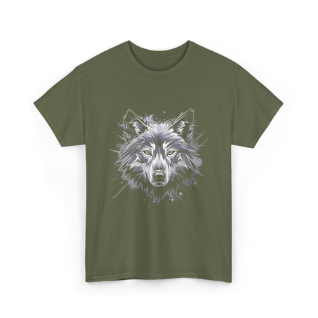 Wolf Art Animal Lover Wolf T-Shirt - Military Green