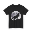 Wolf Howling Moon Wolf Art T-Shirt - Black