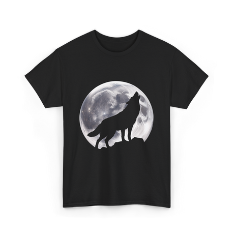 Wolf Howling Moon Wolf Art T-Shirt - Black