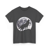 Wolf Howling Moon Wolf Art T-Shirt - Dark Heather