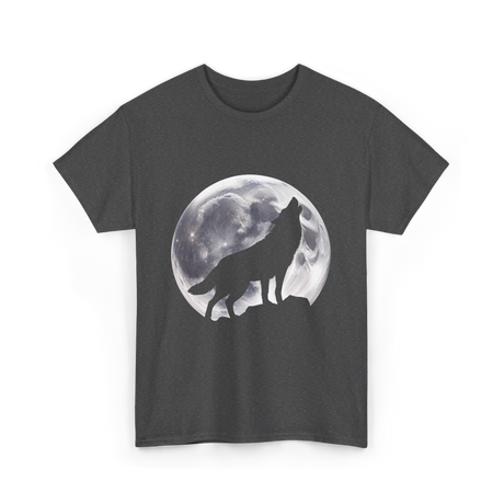 Wolf Howling Moon Wolf Art T-Shirt - Dark Heather