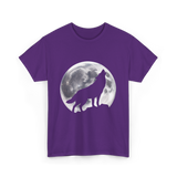 Wolf Howling Moon Wolf Art T-Shirt - Purple