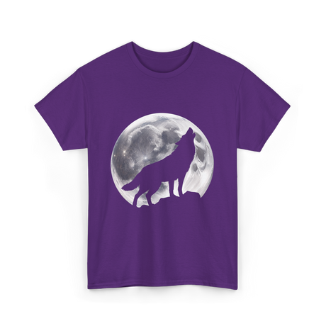 Wolf Howling Moon Wolf Art T-Shirt - Purple