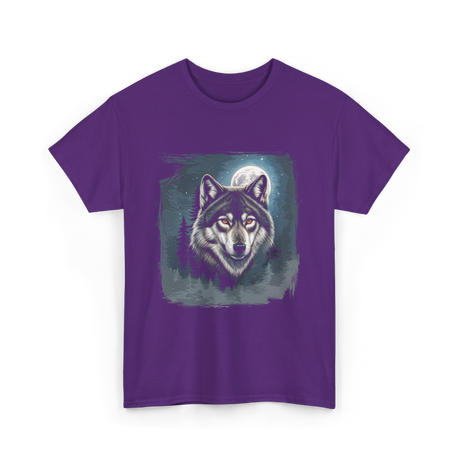 Wolf Icy Moon Wilderness T-Shirt - Purple