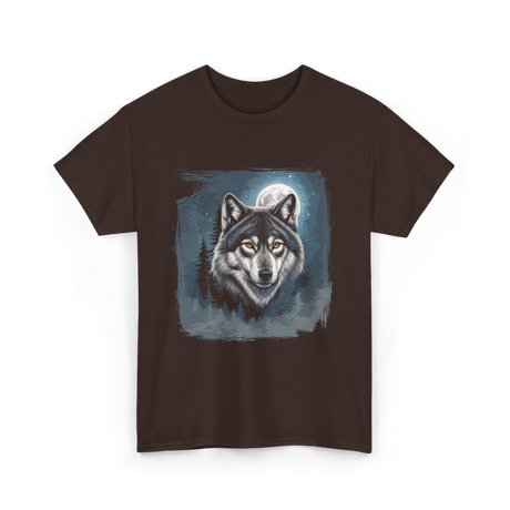 Wolf Icy Moon Wilderness T-Shirt - Dark Chocolate