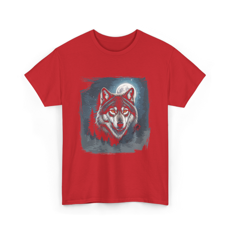 Wolf Icy Moon Wilderness T-Shirt - Red