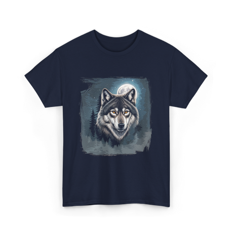 Wolf Icy Moon Wilderness T-Shirt - Navy