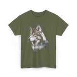 Wolf Lover Wildlife Wolf T-Shirt - Military Green