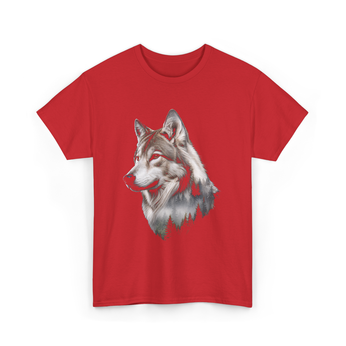 Wolf Lover Wildlife Wolf T-Shirt - Red