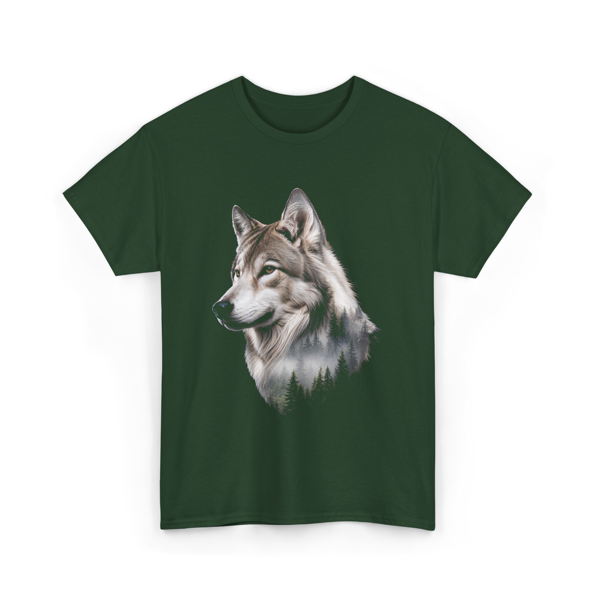 Wolf Lover Wildlife Wolf T-Shirt - Forest Green