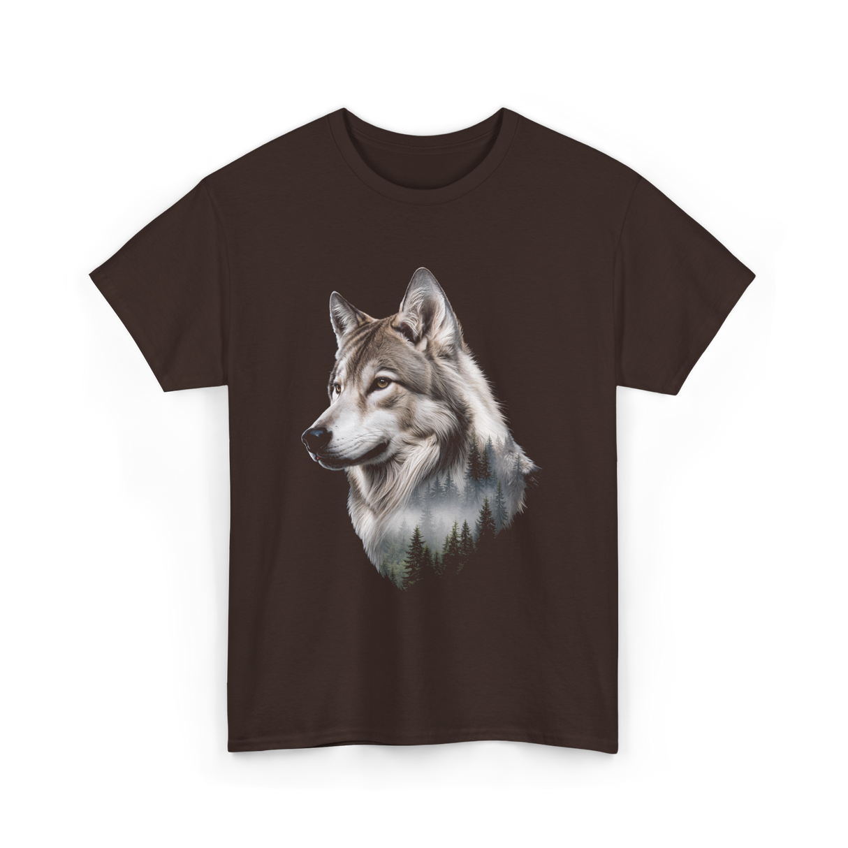 Wolf Lover Wildlife Wolf T-Shirt - Dark Chocolate