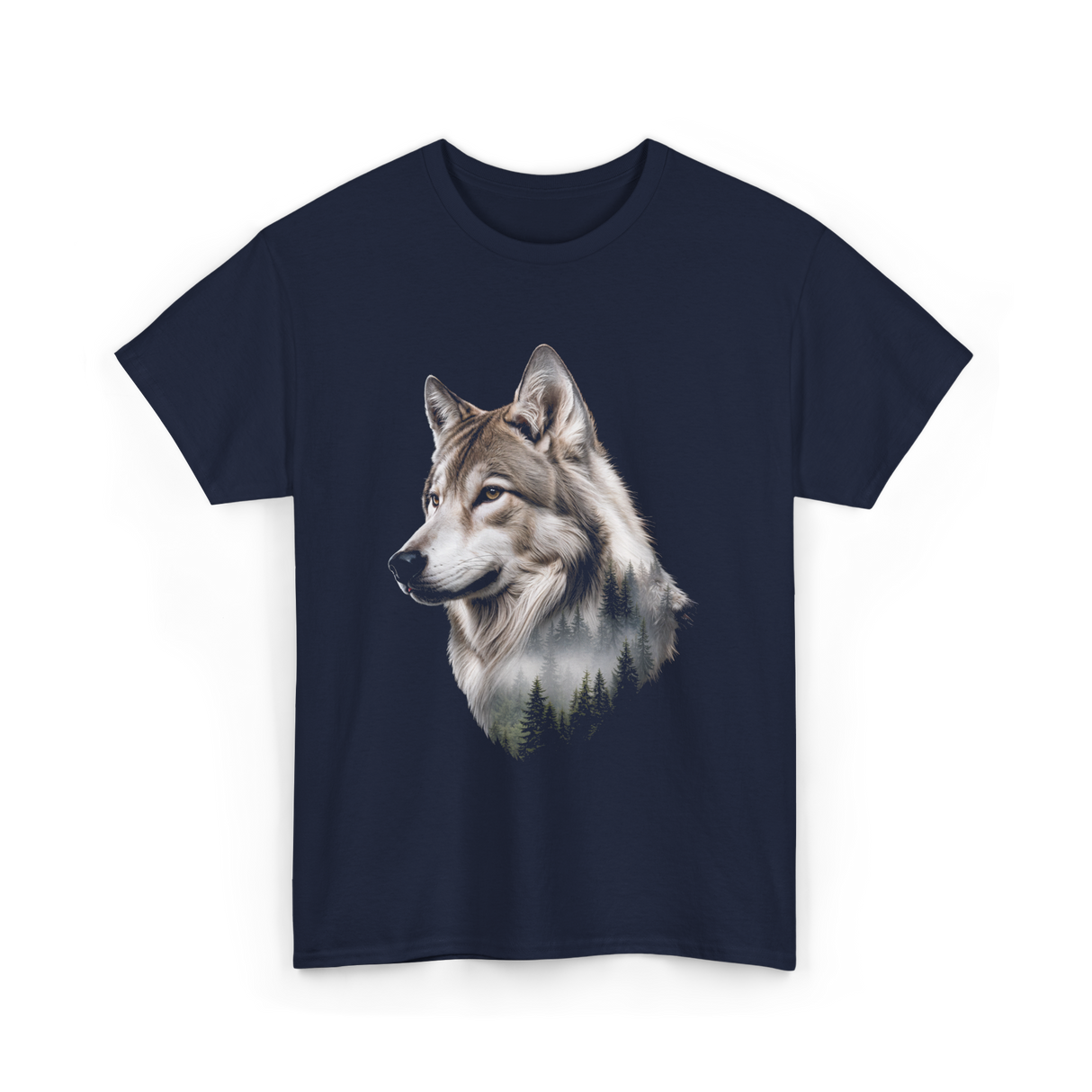 Wolf Lover Wildlife Wolf T-Shirt - Navy