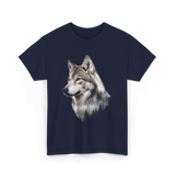 Wolf Lover Wildlife Wolf T-Shirt - Navy