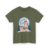 Wolf Lovers Wildlife Wolves T-Shirt - Military Green