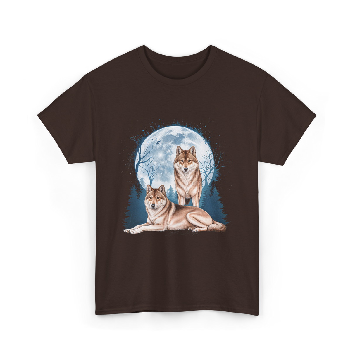 Wolf Lovers Wildlife Wolves T-Shirt - Dark Chocolate