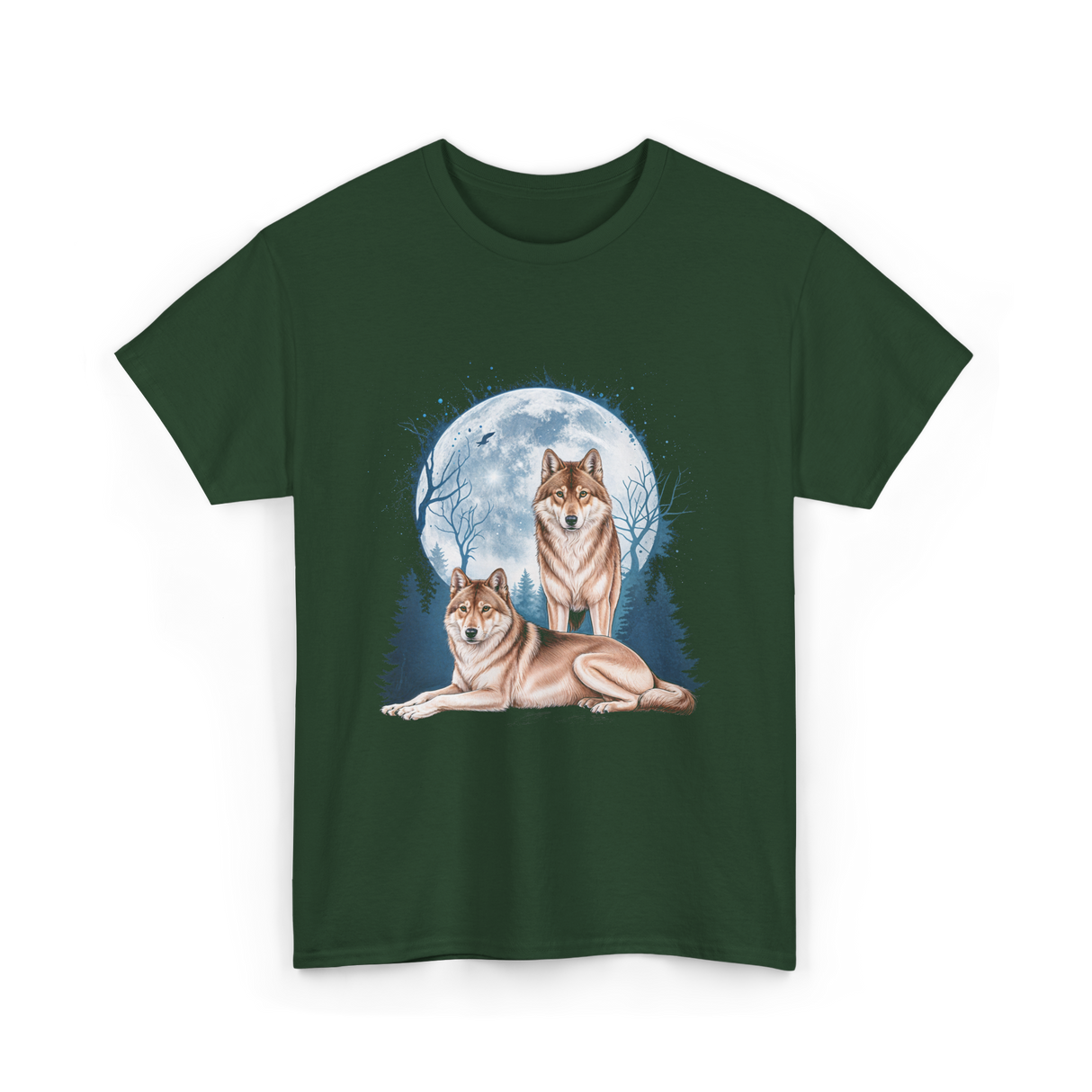 Wolf Lovers Wildlife Wolves T-Shirt - Forest Green