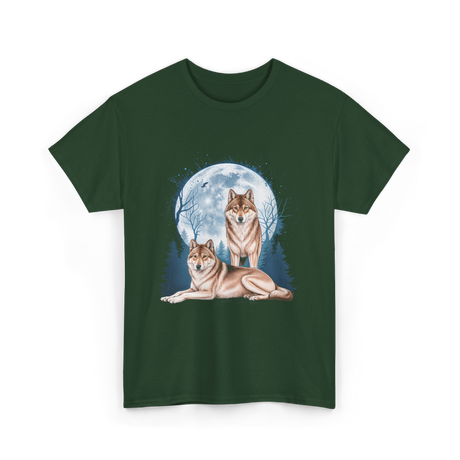 Wolf Lovers Wildlife Wolves T-Shirt - Forest Green