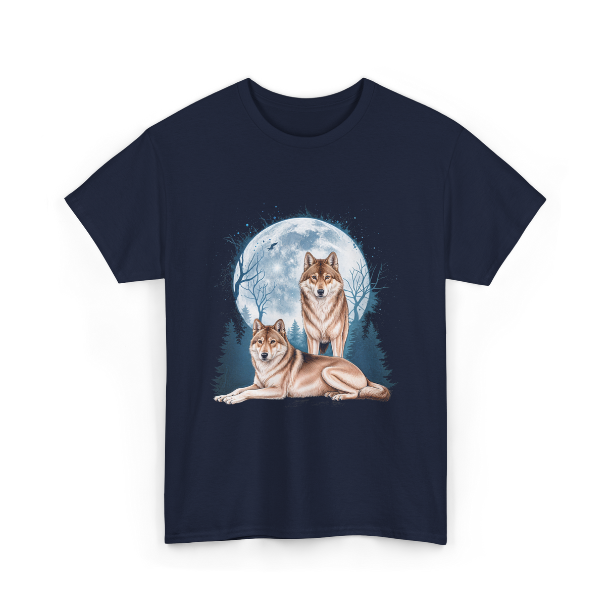 Wolf Lovers Wildlife Wolves T-Shirt - Navy