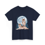 Wolf Lovers Wildlife Wolves T-Shirt - Navy