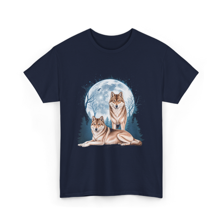 Wolf Lovers Wildlife Wolves T-Shirt - Navy