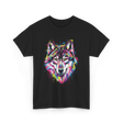 Wolf Splash Art Animal T-Shirt - Black