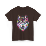 Wolf Splash Art Animal T-Shirt - Dark Chocolate