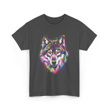 Wolf Splash Art Animal T-Shirt - Dark Heather