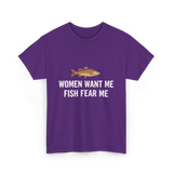 Women Want Me Fishing T-Shirt - Purple