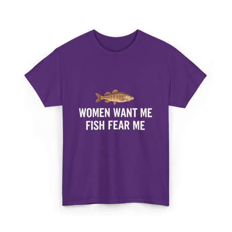 Women Want Me Fishing T-Shirt - Purple