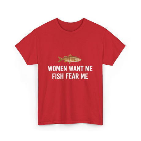 Women Want Me Fishing T-Shirt - Red