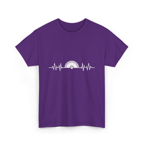 Woodworking Saw Heartbeat Carpenter T-Shirt - Purple