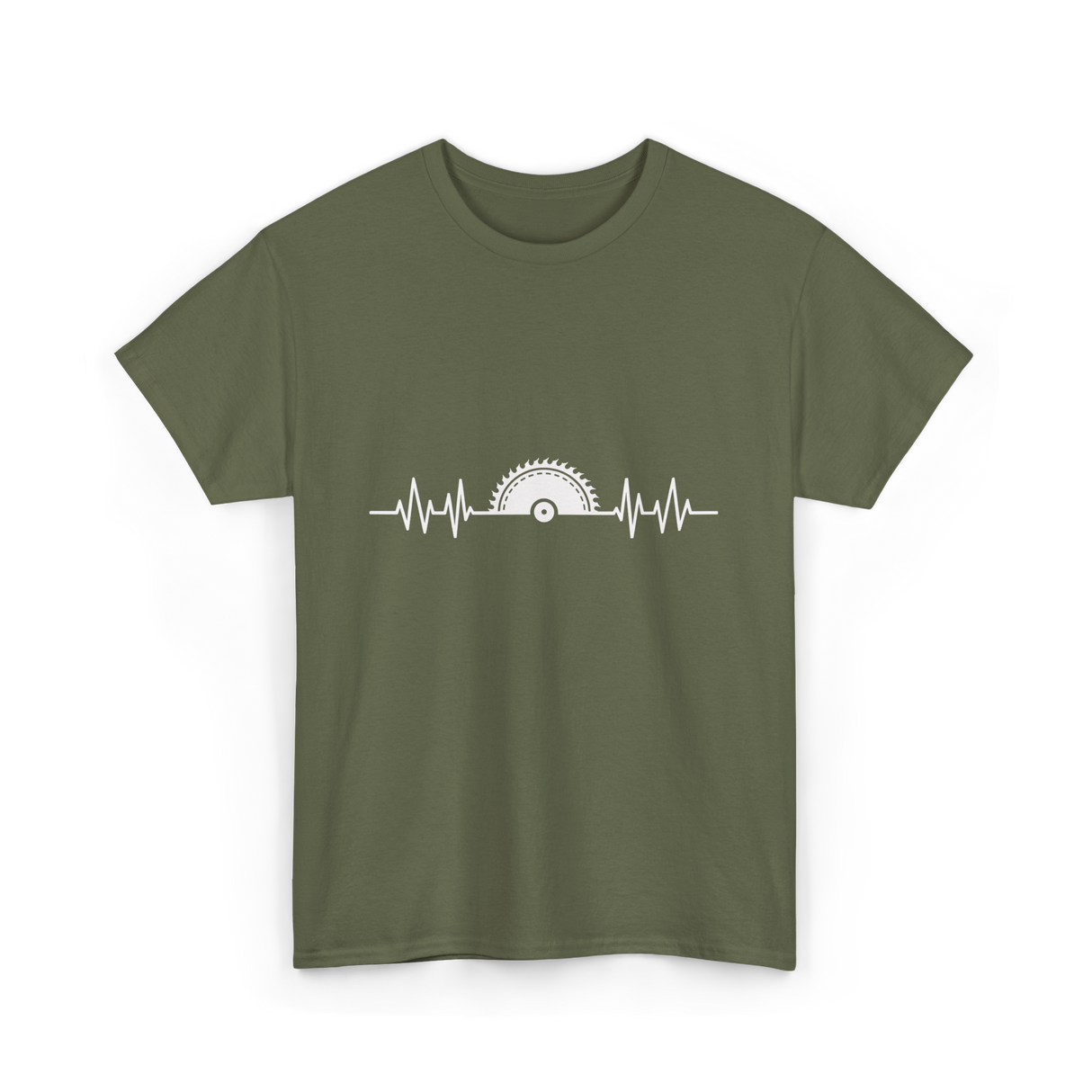 Woodworking Saw Heartbeat Carpenter T-Shirt - Military Green