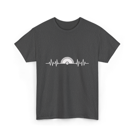 Woodworking Saw Heartbeat Carpenter T-Shirt - Dark Heather