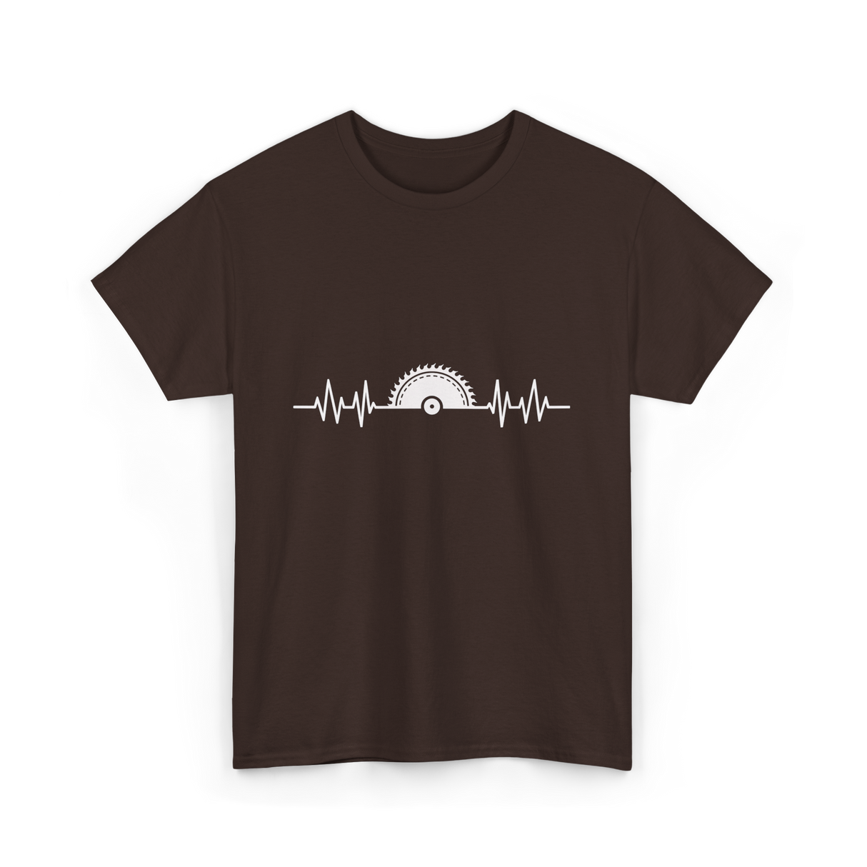 Woodworking Saw Heartbeat Carpenter T-Shirt - Dark Chocolate