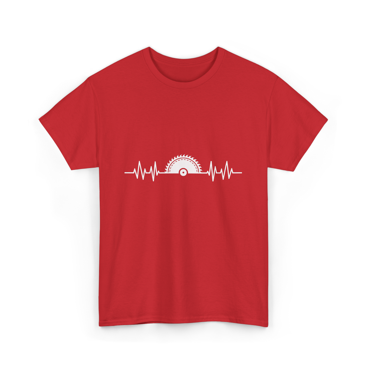 Woodworking Saw Heartbeat Carpenter T-Shirt - Red