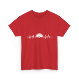 Woodworking Saw Heartbeat Carpenter T-Shirt - Red