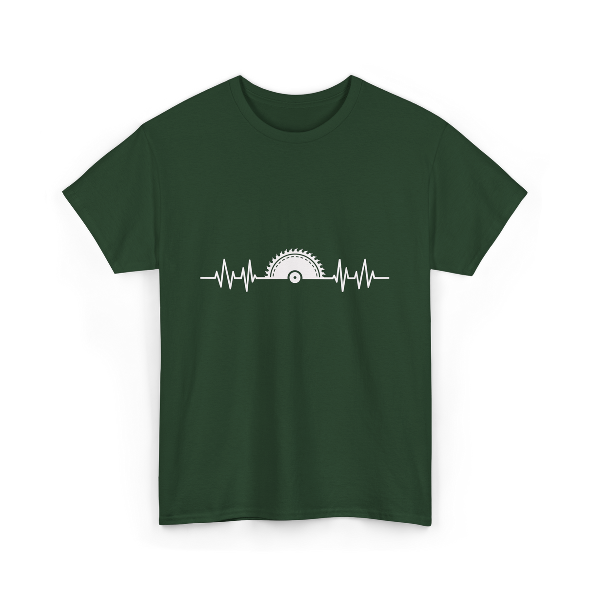 Woodworking Saw Heartbeat Carpenter T-Shirt - Forest Green