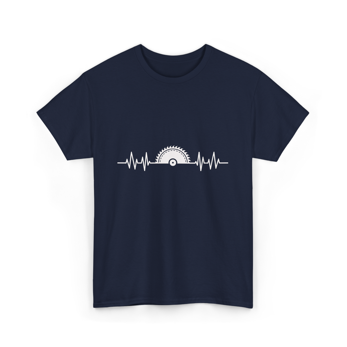 Woodworking Saw Heartbeat Carpenter T-Shirt - Navy