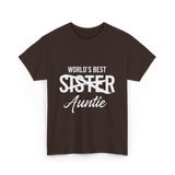 Worlds Best Auntie Sister T-Shirt - Dark Chocolate