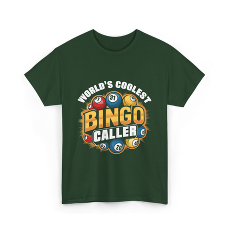 World's Coolest Bingo Caller Bingo T-Shirt - Forest Green