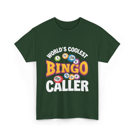 World's Coolest Bingo Caller Bingo T-Shirt - Forest Green