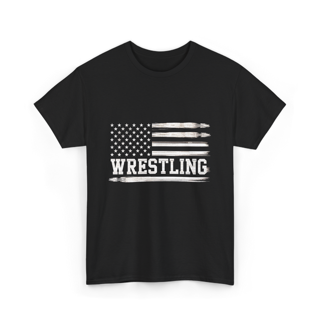 Wrestling USA Flag Wrestling T-Shirt - Black