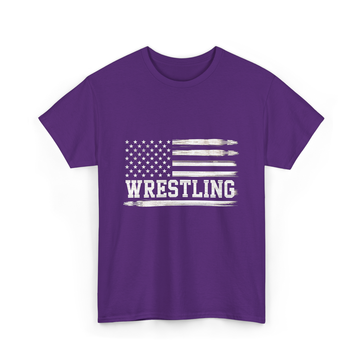 Wrestling USA Flag Wrestling T-Shirt - Purple