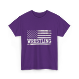 Wrestling USA Flag Wrestling T-Shirt - Purple